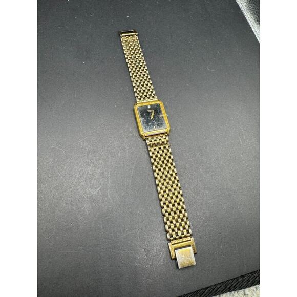 Vintage Seiko 7N00-5B49 Men\'s Classic Gold Tone Watch Black Dial Rectangle main image 11